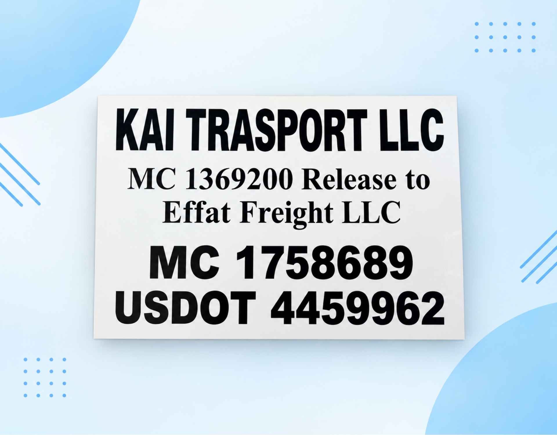 Transport Truck Sign Printing